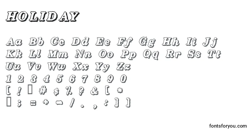 A fonte HOLIDAY (129765) – alfabeto, números, caracteres especiais