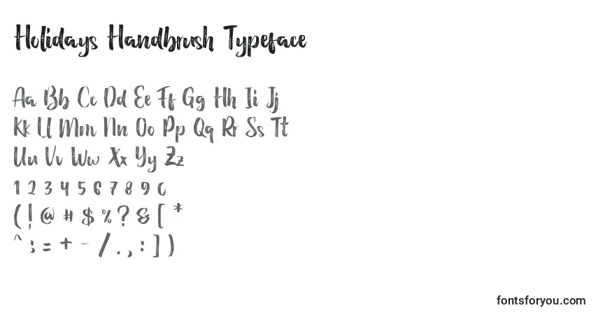 Czcionka Holidays Handbrush Typeface – alfabet, cyfry, specjalne znaki
