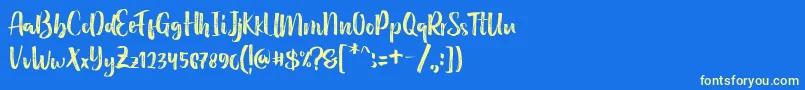 Holidays Handbrush Typeface Font – Yellow Fonts on Blue Background