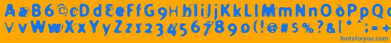Czcionka HOLIER   – niebieskie czcionki na pomarańczowym tle