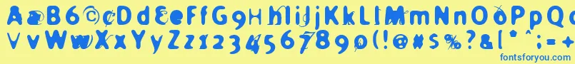 HOLIER  -Schriftart – Blaue Schriften auf gelbem Hintergrund