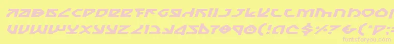 NostromoExpandedItalic-Schriftart – Rosa Schriften auf gelbem Hintergrund