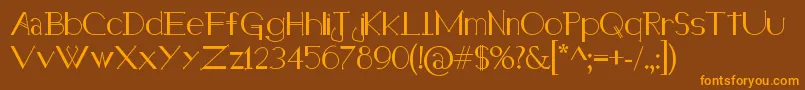 Holitter Halfimp-Schriftart – Orangefarbene Schriften auf braunem Hintergrund