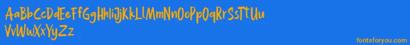 Hollaboi FREE-Schriftart – Orangefarbene Schriften auf blauem Hintergrund