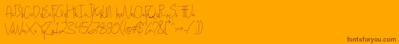 Шрифт Hollen amare script   DEMO – коричневые шрифты на оранжевом фоне