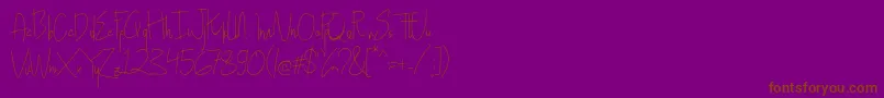 Hollen amare script   DEMO-Schriftart – Braune Schriften auf violettem Hintergrund