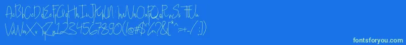 フォントHollen amare script   DEMO – 青い背景に緑のフォント