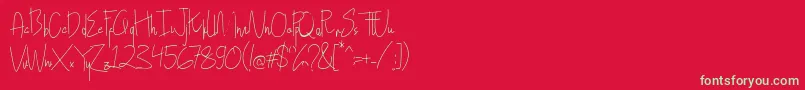 フォントHollen amare script   DEMO – 赤い背景に緑の文字