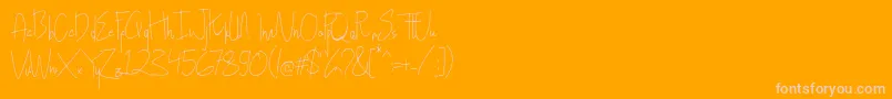 Hollen amare script   DEMO-Schriftart – Rosa Schriften auf orangefarbenem Hintergrund