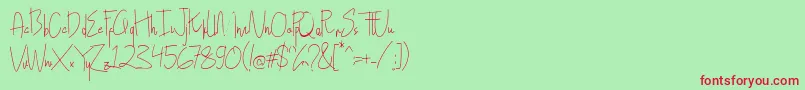 フォントHollen amare script   DEMO – 赤い文字の緑の背景