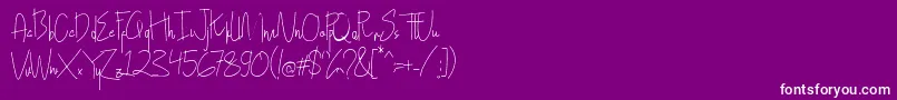 Czcionka Hollen amare script   DEMO – białe czcionki na fioletowym tle
