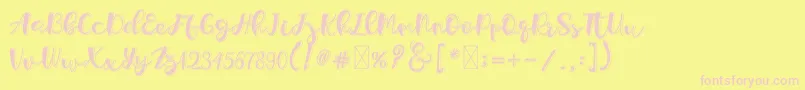 Holligrandina Font – Pink Fonts on Yellow Background