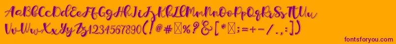 Holligrandina Font – Purple Fonts on Orange Background