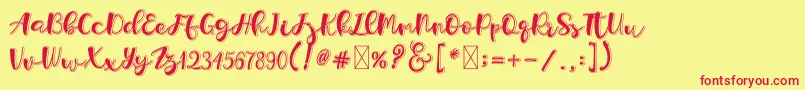 Holligrandina Font – Red Fonts on Yellow Background