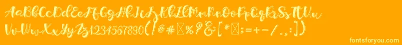 Holligrandina-Schriftart – Gelbe Schriften auf orangefarbenem Hintergrund