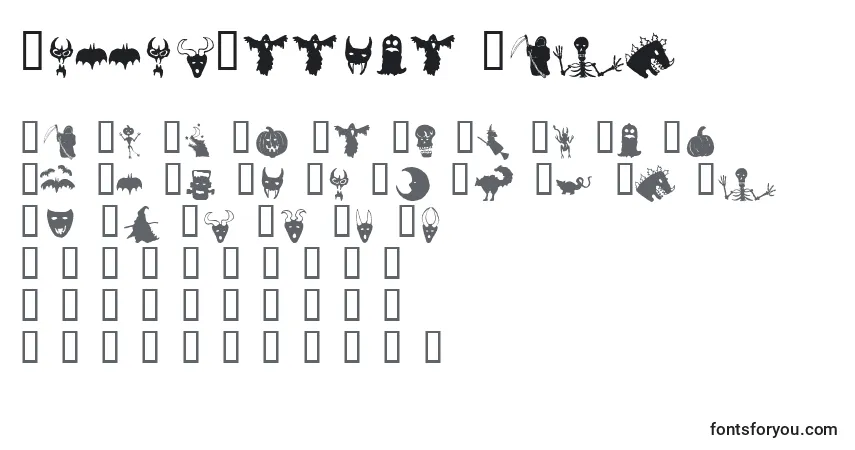 A fonte HollowWeenie Bats – alfabeto, números, caracteres especiais