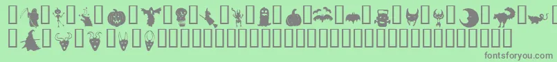 フォントHollowWeenie Bats – 緑の背景に灰色の文字