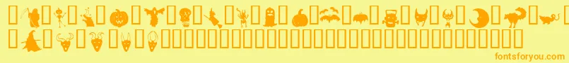 Fonte HollowWeenie Bats – fontes laranjas em um fundo amarelo
