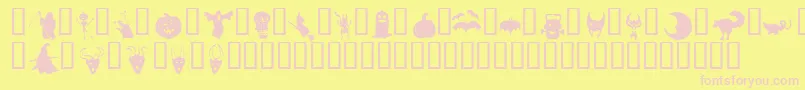 HollowWeenie Bats-fontti – vaaleanpunaiset fontit keltaisella taustalla
