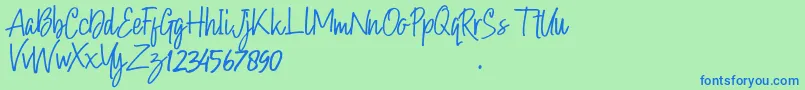 Hollybear Font – Blue Fonts on Green Background