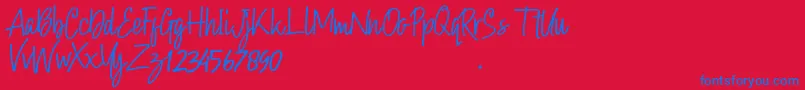 Hollybear Font – Blue Fonts on Red Background