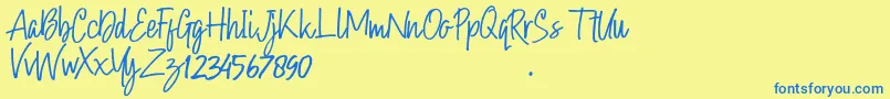Hollybear Font – Blue Fonts on Yellow Background