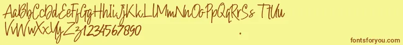 Hollybear Font – Brown Fonts on Yellow Background