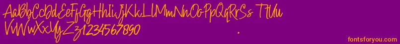 Hollybear Font – Orange Fonts on Purple Background