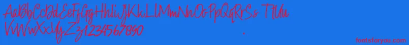 Hollybear-Schriftart – Rote Schriften auf blauem Hintergrund