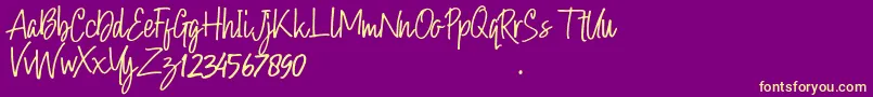 Hollybear Font – Yellow Fonts on Purple Background