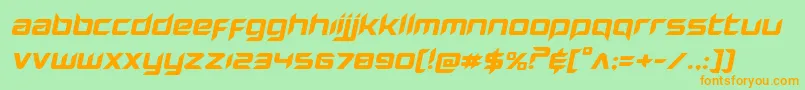 Hollowpointexpandital-Schriftart – Orangefarbene Schriften auf grünem Hintergrund