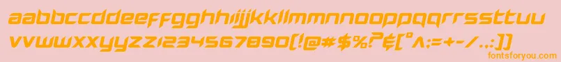 フォントHollowpointexpandital – オレンジの文字がピンクの背景にあります。