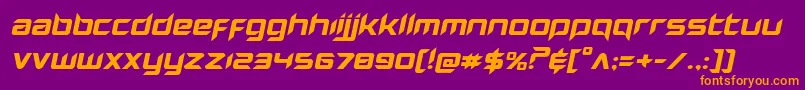 Hollowpointexpandital-Schriftart – Orangefarbene Schriften auf violettem Hintergrund