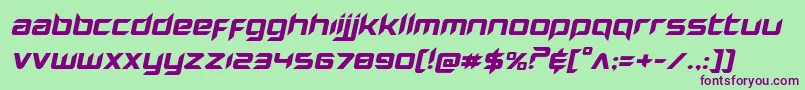 Hollowpointexpandital Font – Purple Fonts on Green Background