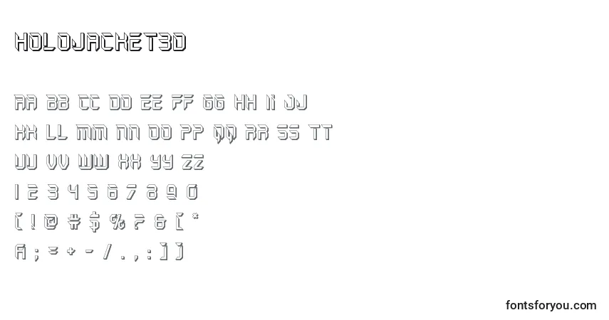 Schriftart Holojacket3d (129786) – Alphabet, Zahlen, spezielle Symbole