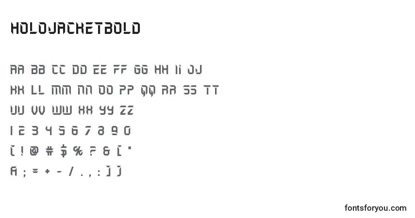 Schriftart Holojacketbold (129788) – Alphabet, Zahlen, spezielle Symbole