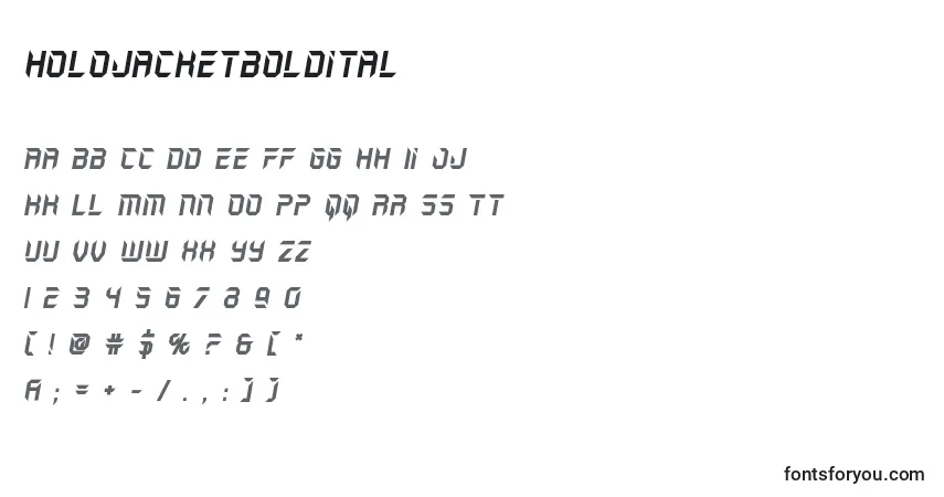 Holojacketboldital (129789)-fontti – aakkoset, numerot, erikoismerkit