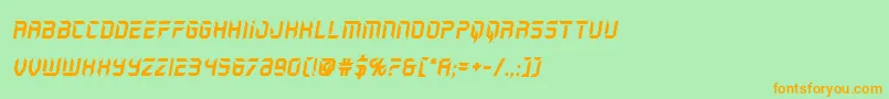 フォントholojacketboldital – オレンジの文字が緑の背景にあります。