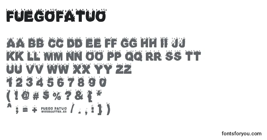 Fuente FuegoFatuo - alfabeto, números, caracteres especiales