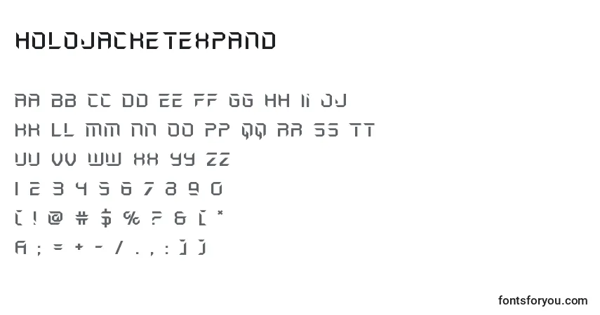 Schriftart Holojacketexpand (129792) – Alphabet, Zahlen, spezielle Symbole