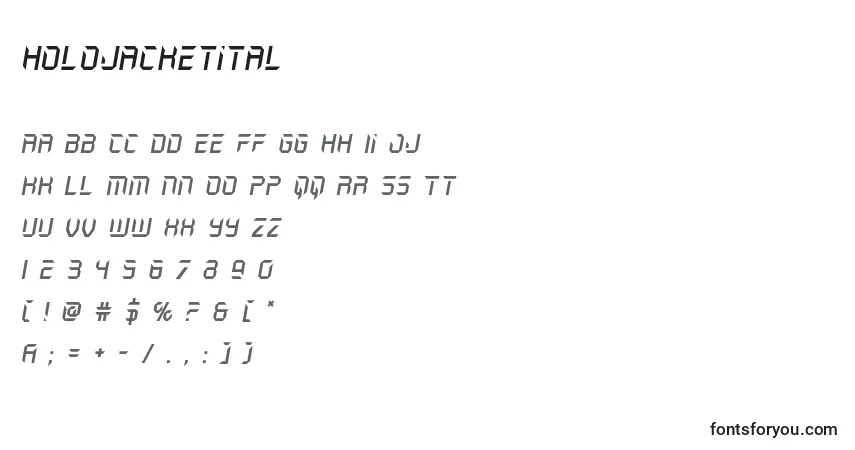 Holojacketital (129794)-fontti – aakkoset, numerot, erikoismerkit