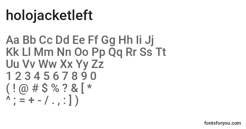Schriftart Holojacketleft (129795) – Alphabet, Zahlen, spezielle Symbole