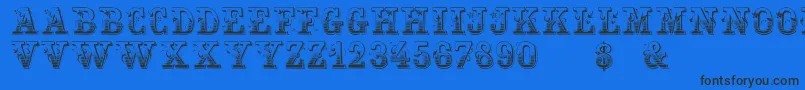 Holtzschue Regular-Schriftart – Schwarze Schriften auf blauem Hintergrund