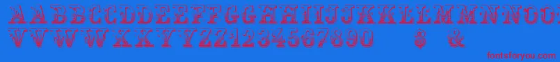 Holtzschue Regular-fontti – punaiset fontit sinisellä taustalla