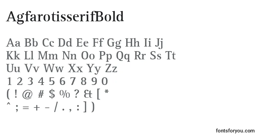 Schriftart AgfarotisserifBold – Alphabet, Zahlen, spezielle Symbole