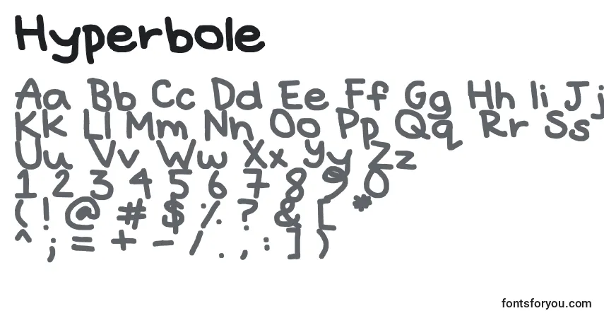 A fonte Hyperbole – alfabeto, números, caracteres especiais