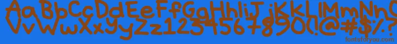 フォントHyperbole – 茶色の文字が青い背景にあります。