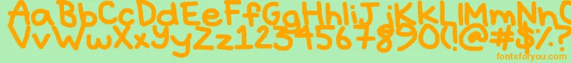 Hyperbole-Schriftart – Orangefarbene Schriften auf grünem Hintergrund