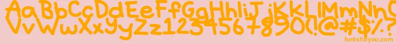 Hyperbole-Schriftart – Orangefarbene Schriften auf rosa Hintergrund