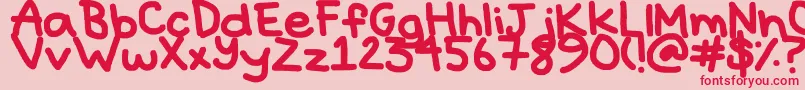 Hyperbole-Schriftart – Rote Schriften auf rosa Hintergrund